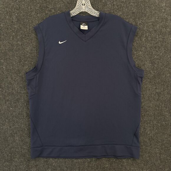 Nike Coaches Vest Men's Large Navy Blue Mesh V Neck Sleeveless Golf - Picture 1 of 8